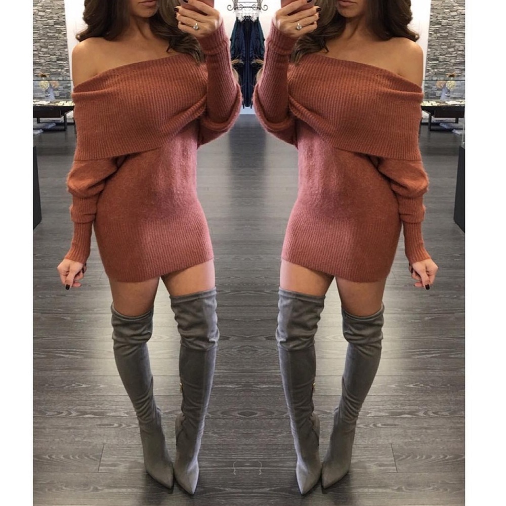 The Boutique: “Gwenyth” Rust Sweater Dress
